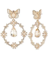 Marchesa Gold-Tone Mixed Crystal & Imitation Pearl Butterfly Orbital Drop Earrings