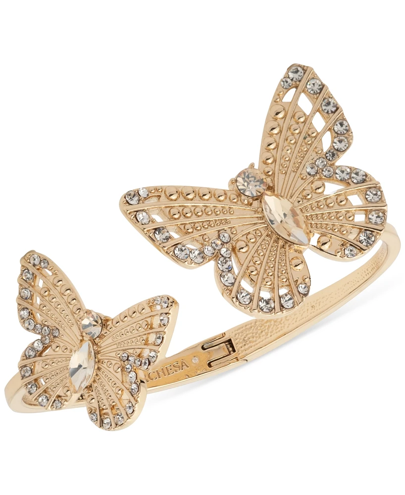 Marchesa Gold-Tone Mixed Crystal Butterfly Cuff Bracelet