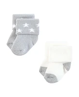 Hudson Baby Boys Cotton Rich Newborn and Terry Socks Asst Stars, Months