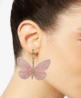 lonna & lilly Gold-Tone Pave Color Butterfly Drop Earrings