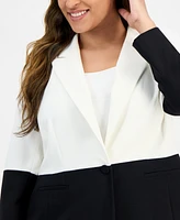 Tahari Asl Plus Colorblocked Button Blazer