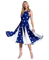 HotSquash London Women's Box Pleat Midi Dress with Contrast Skirt