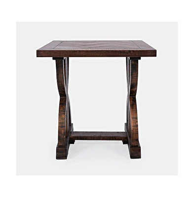 Fairview Transitional Herringbone Distressed Acacia End Table