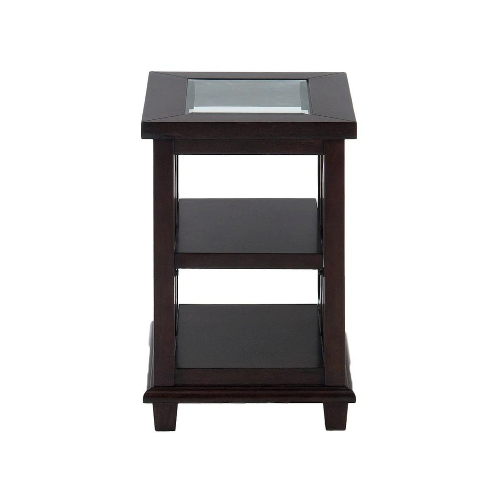 Panama Brown Contemporary Wood and Glass Small End Table