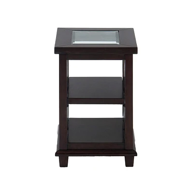 Panama Brown Contemporary Wood and Glass Small End Table