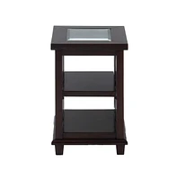 Panama Brown Contemporary Wood and Glass Small End Table