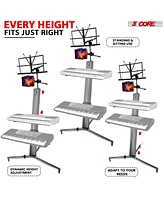 5 Core Keyboard Stand Z Style Sturdy Adjustable Electric Piano Riser Holder + Wheels