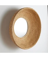 39.5"H x 11"D x 39.5"H Shyla Natural Framed Round Decorative Wall Mirror