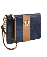 True Religion Horseshoe Denim Wristlet Pouch