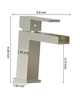 Waterfall Single Handle Single Hole Modern Bathroom Faucet Bathroom Drip-Free Vanity Rv Sink Faucet in Brushed Nickel