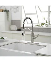 Single-Handle Pull-Down Sprayer 3-Spray High Arc Pull Down Kitchen Faucet With Deck Plate