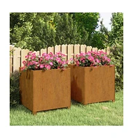 Planters with Legs 2 pcs Rusty 19.3"x18.5"x19.7" Corten Steel