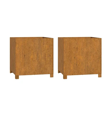 Planters with Legs 2 pcs Rusty 19.3"x18.5"x19.7" Corten Steel