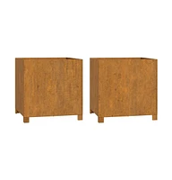 Planters with Legs 2 pcs Rusty 19.3"x18.5"x19.7" Corten Steel