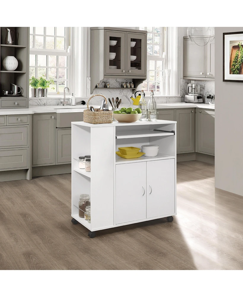 Kings Brand Furniture Alaina Kitchen Island Rolling Cart on Wheels with Storage Cabinet