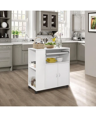 Kings Brand Furniture Alaina Kitchen Island Rolling Cart on Wheels with Storage Cabinet