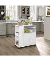 Kings Brand Furniture Alaina Kitchen Island Rolling Cart on Wheels with Storage Cabinet