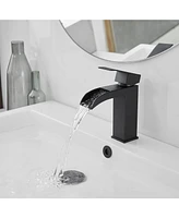 Waterfall Single Handle Single Hole Low-Arc Modern Bathroom Faucet
