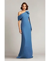 Tadashi Shoji Cassia Bow-Shoulder Crepe Gown