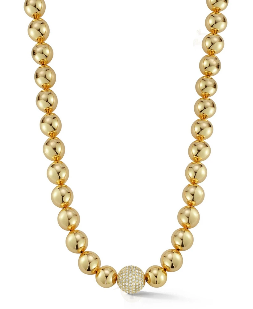 Rachel Zoe Gold Plated Statement Pave Ball Chain Necklace