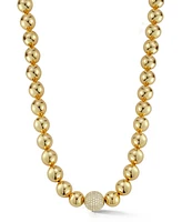 Rachel Zoe Gold Plated Statement Pave Ball Chain Necklace