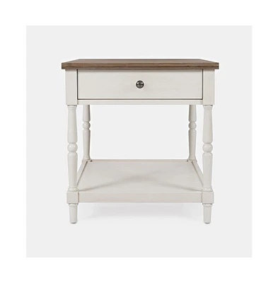 Grafton Farms Country Farmhouse End Table with Drawer