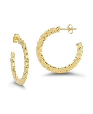 Rachel Zoe 14K Gold Plated Sterling Silver Large Flat Twist Hoops