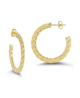 Rachel Zoe 14K Gold Plated Sterling Silver Large Flat Twist Hoops