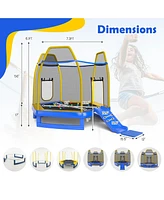 7 Feet Trampoline with Ladder and Slide for Indoor and Outdoor