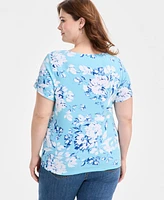 Style & Co Plus Printed Scoop-Neck Top
