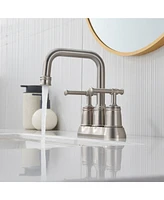 2 Handle Bathroom Sink Faucet, 4-Inch Centerset Faucet with Pop Up Drain and Water Supply Lines