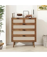 5 Drawer Dresser Modern Closet Dressers Chest of Drawers Storage Cabinet with Drawers Entryway Cabinet for Living Room, Brown