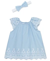 Little Me Baby Girls 3-Pc. Cotton Eyelet Tunic, Shorts & Headband Set