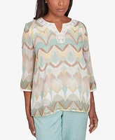 Alfred Dunner Women's Kensington Gardens Chevron Textured Top