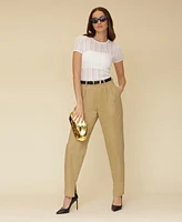 Avec Les Filles Women's High-Waisted Belted Tapered Pants