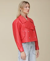 Avec Les Filles Women's Double-Breasted Cropped Jacket
