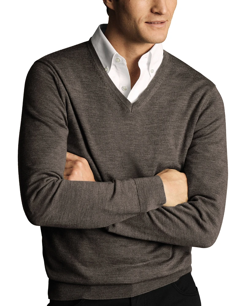 Charles Tyrwhitt Men's Long Sleeve V-Neck Merino Wool Sweater