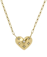 Fossil Sadie All My Love Gold-Tone Stainless Steel Heart Pendant Necklace