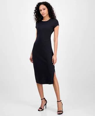Boss Orange Women's Ribbed Side-Slit Open-Back Jersey Dress