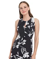 London Times Petite Printed Sleeveless Midi Dress