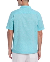 Cubavera Men's Linen Blend Diamond Dobby Print Short Sleeve Button-Down Shirt