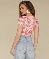 Avec Les Filles Women's Floral-Print Fitted T-Shirt