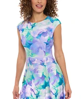 London Times Petite Printed Sleeveless Fit & Flare Dress