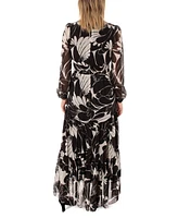 Taylor Petite Printed Blouson-Sleeve Maxi Dress