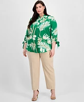 Anne Klein Plus Printed 3/4-Sleeve Top