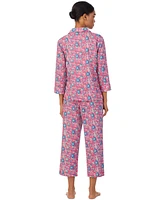 Lauren Ralph Women's 3/4-Sleeve Cropped Pajama Set