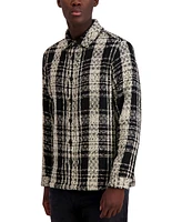 Karl Lagerfeld Paris Men's Relaxed Fit Plaid Button-Front Jacket