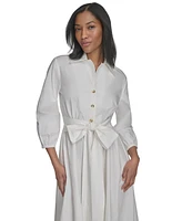 Halston Women's Cotton Tie-Waist Fit & Flare Dress