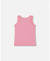 Deux par Toddler Girls Cotton Tank With Frills Candy Pink - Toddler|Child