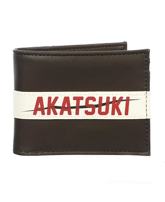 Naruto Men's Akatsuki Pu Applique Nylon and Pu Bifold Wallet